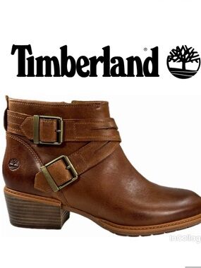 Timberland Buckle Strap Leather Ankle Booties